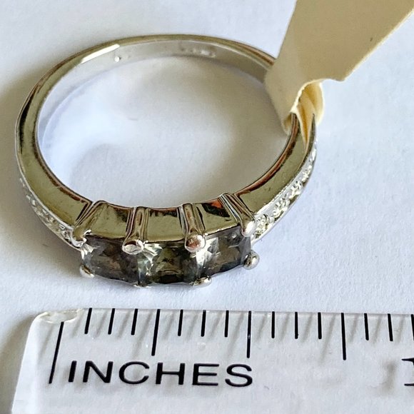 Vintage Smoky Topaz Ring Size 9 Gray Cubic Zirconia Camilla Lucia Simulated - Picture 10 of 10